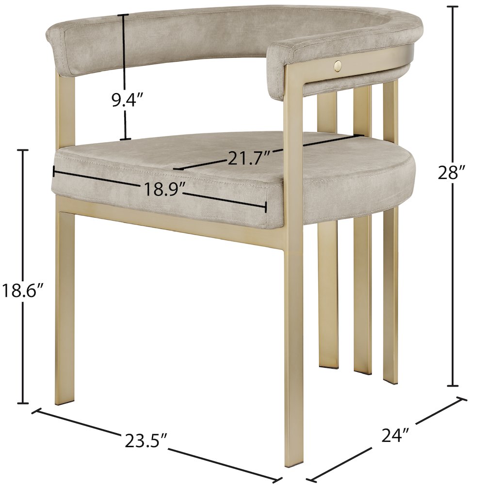 Marcello Stone Colored Velvet Dining Chair, Set of 2. Picture 6