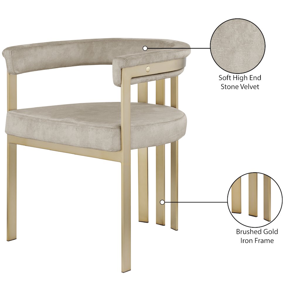 Marcello Stone Colored Velvet Dining Chair, Set of 2. Picture 7