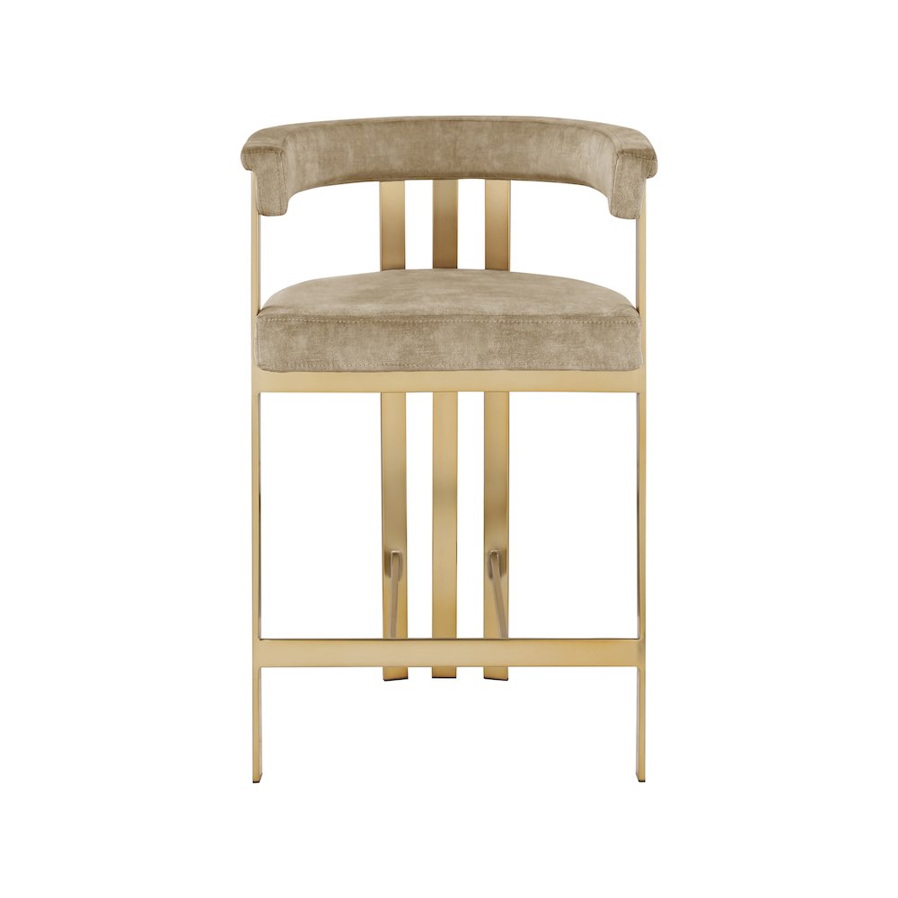 Marcello Beige Velvet Counter Stool, Set of 2. Picture 3