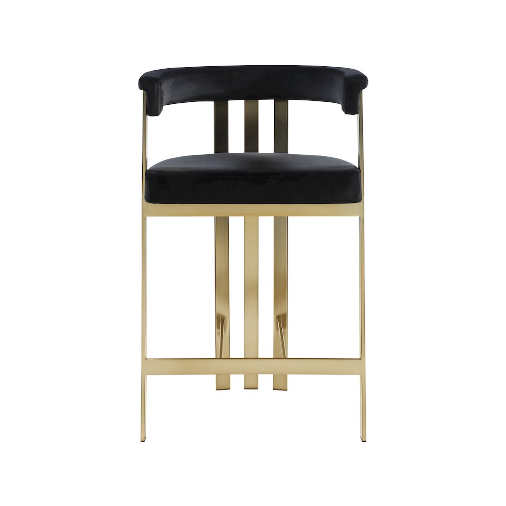 Marcello Black Velvet Counter Stool, Set of 2. Picture 3