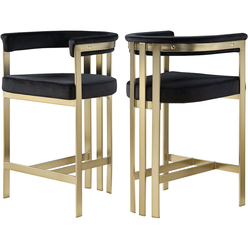 Marcello Black Velvet Counter Stool, Set of 2. Picture 1