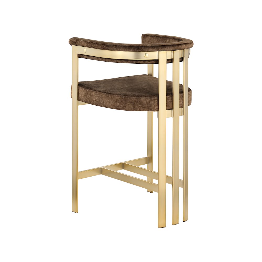Marcello Brown Velvet Counter Stool, Set of 2. Picture 2