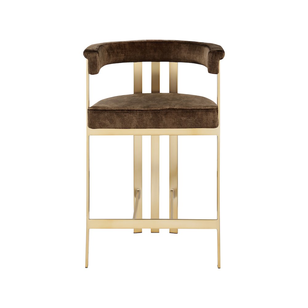 Marcello Brown Velvet Counter Stool, Set of 2. Picture 3