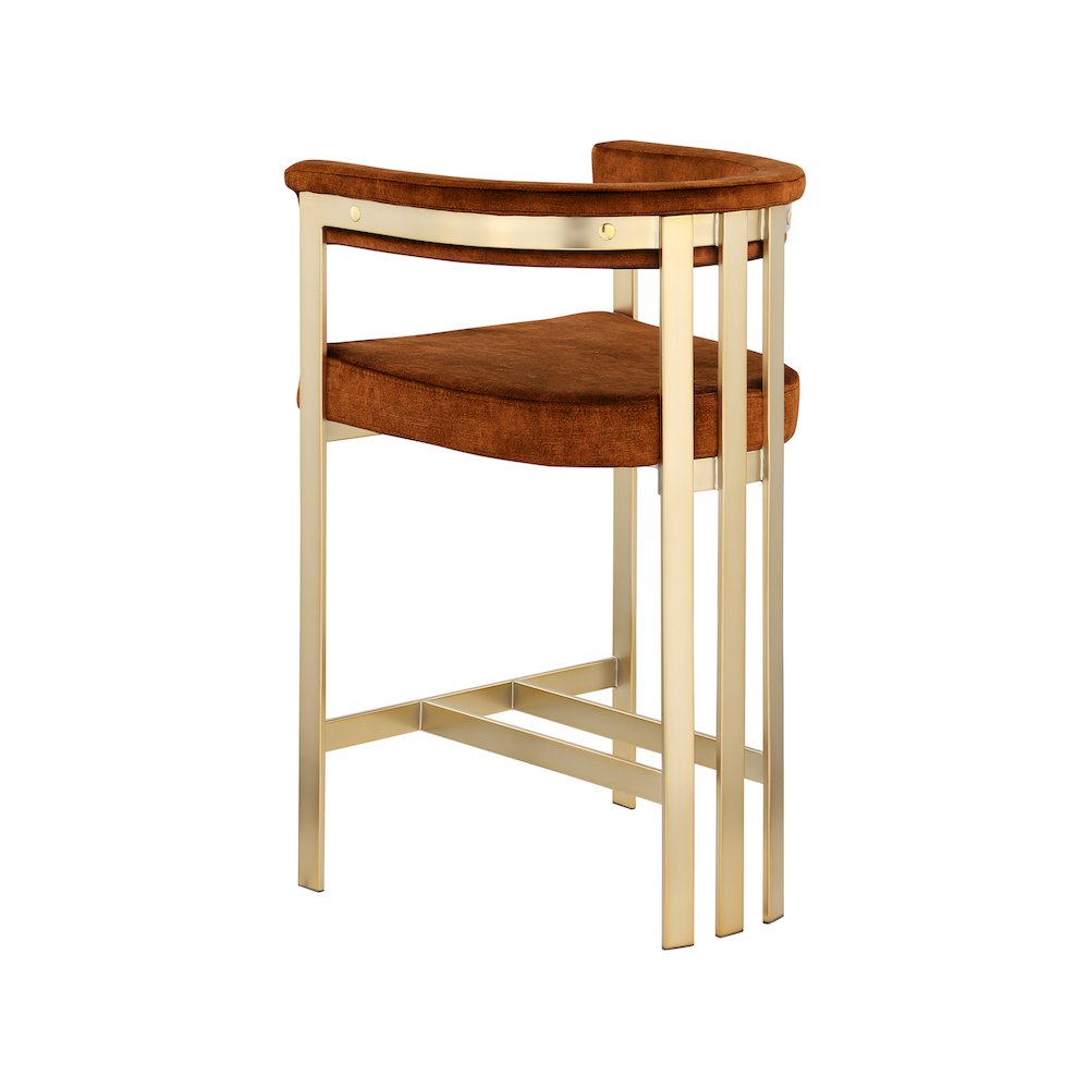 Marcello Cognac Velvet Counter Stool, Set of 2. Picture 2