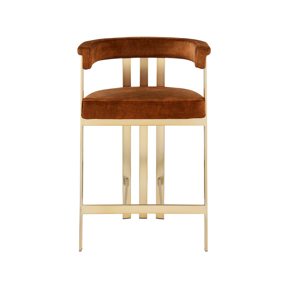 Marcello Cognac Velvet Counter Stool, Set of 2. Picture 3