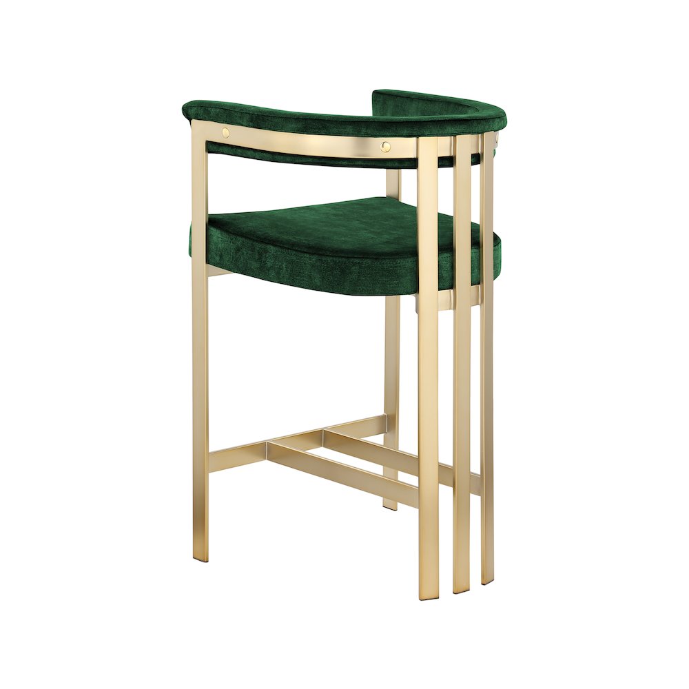 Marcello Green Velvet Counter Stool, Set of 2. Picture 2