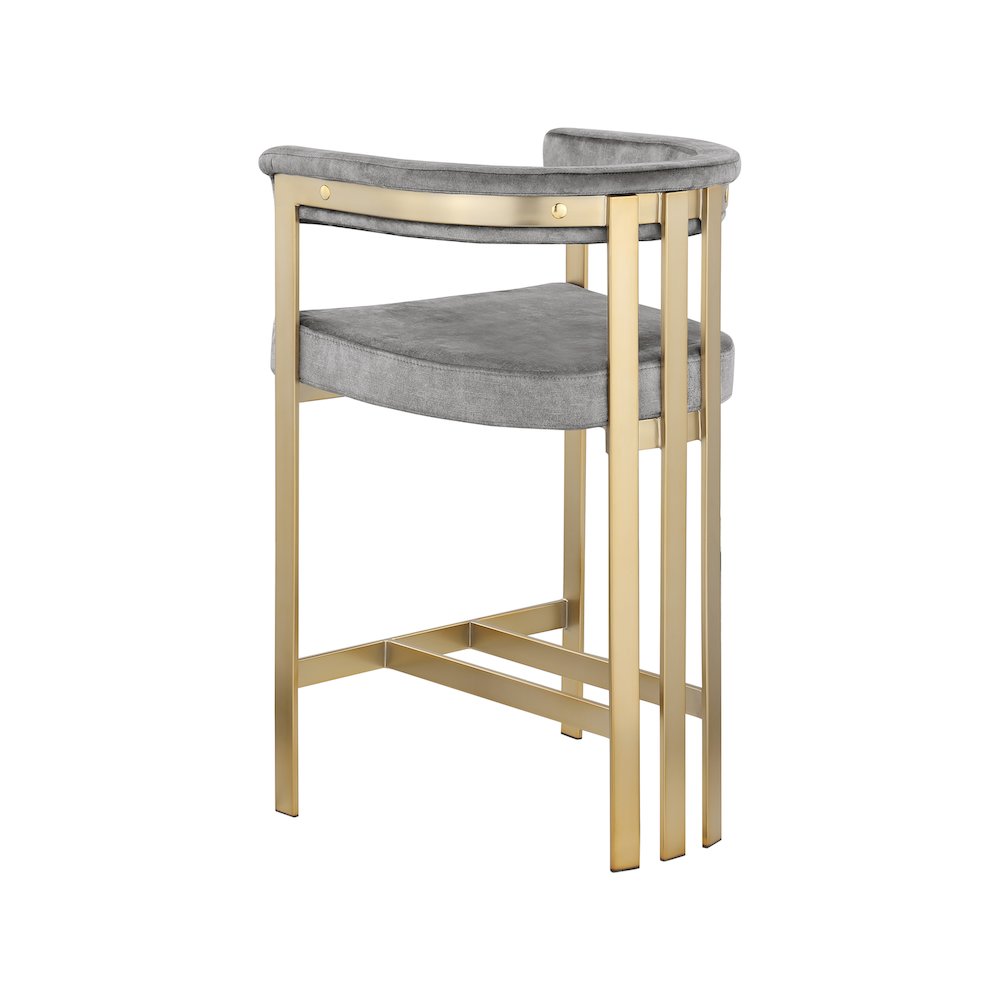 Marcello Grey Velvet Counter Stool, Set of 2. Picture 2