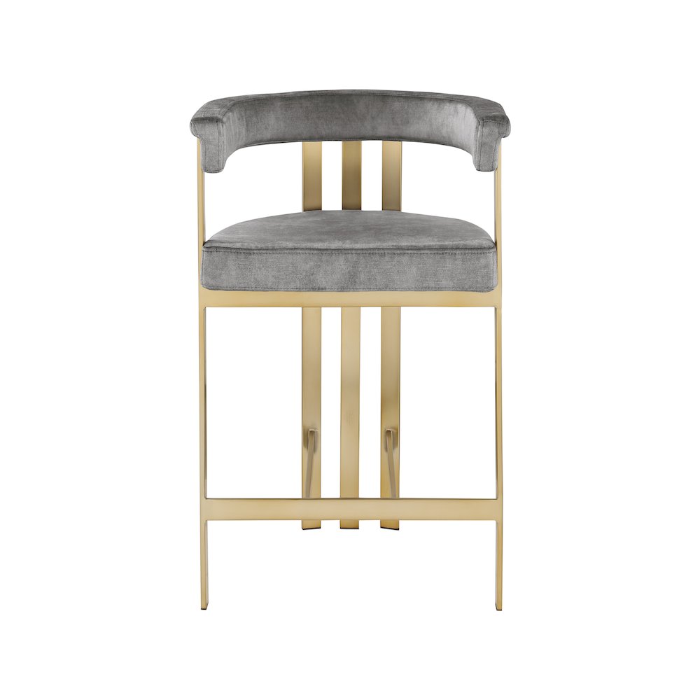 Marcello Grey Velvet Counter Stool, Set of 2. Picture 3