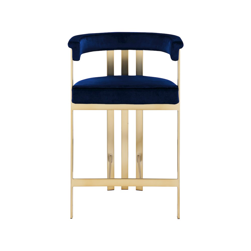 Marcello Navy Velvet Counter Stool, Set of 2. Picture 3