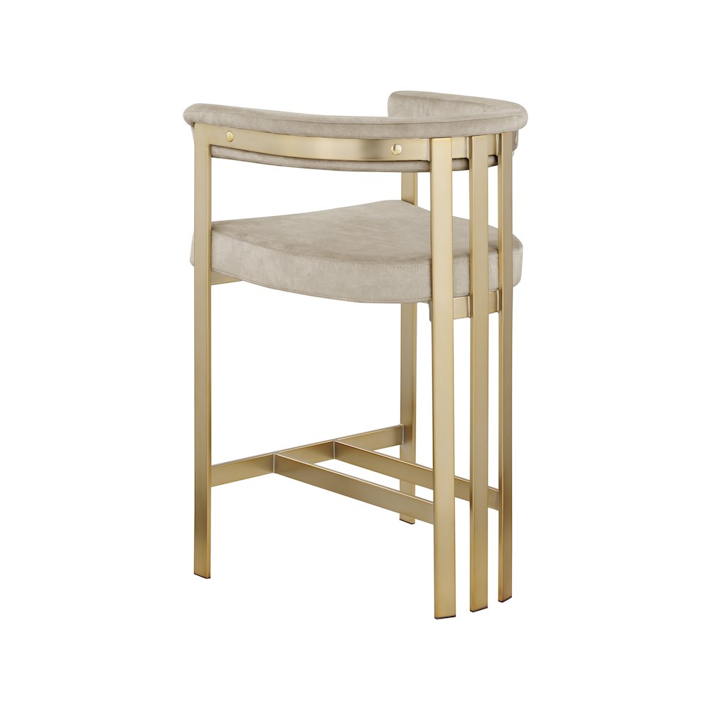 Marcello Stone Colored Velvet Counter Stool, Set of 2. Picture 2