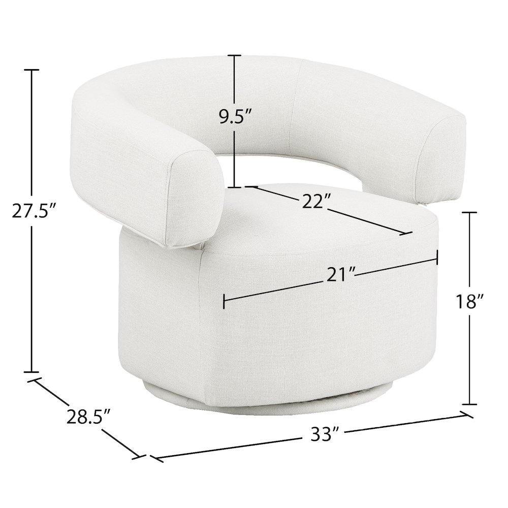 Niya Cream Linen Textured Fabric Swivel Accent Chair. Picture 8