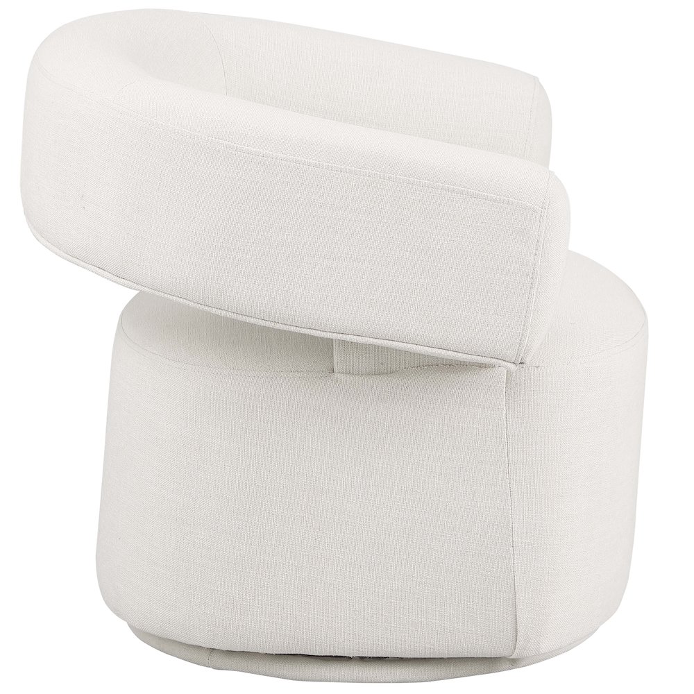 Niya Cream Linen Textured Fabric Swivel Accent Chair. Picture 3