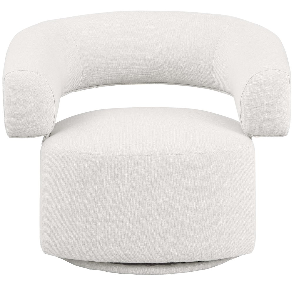 Niya Cream Linen Textured Fabric Swivel Accent Chair. Picture 4