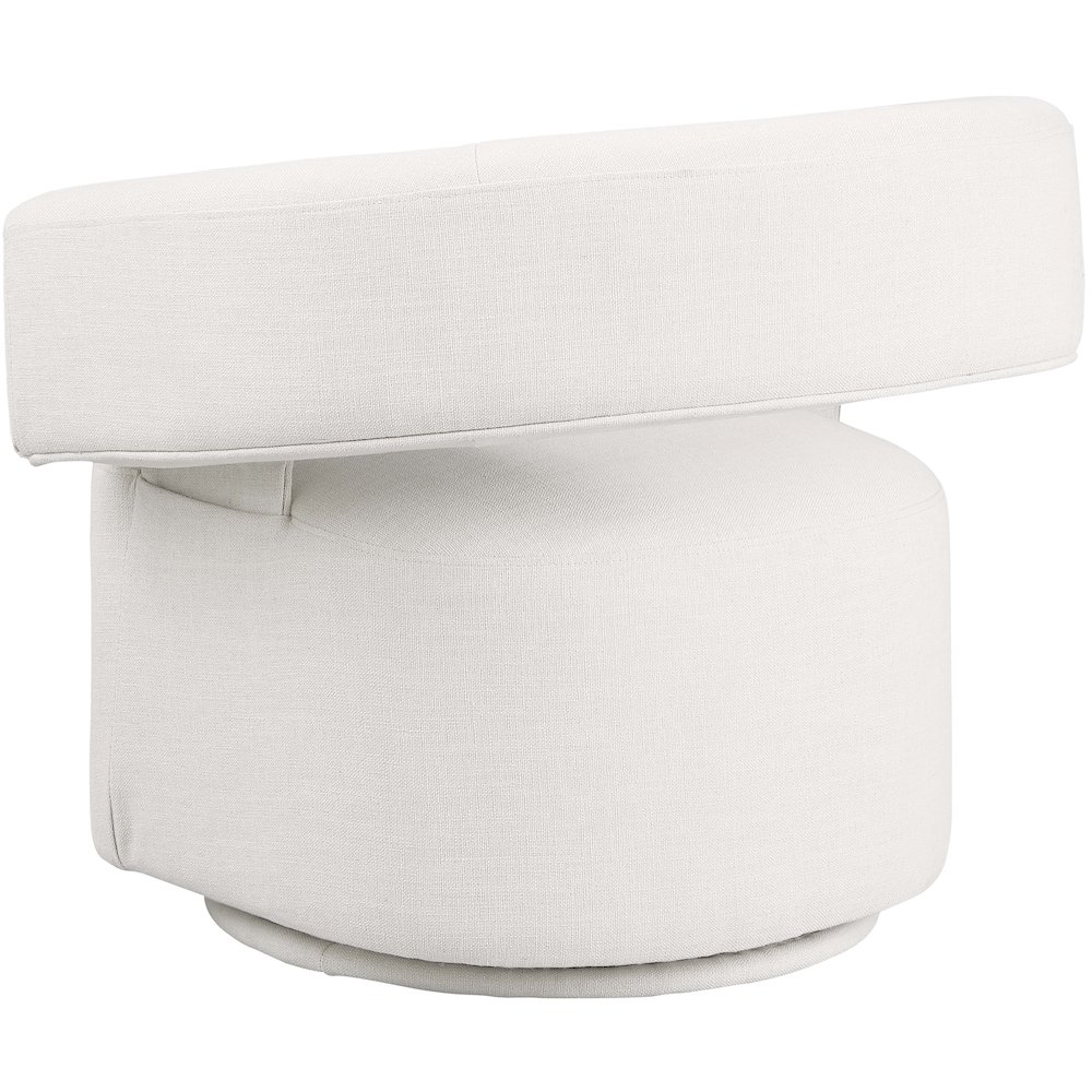 Niya Cream Linen Textured Fabric Swivel Accent Chair. Picture 5