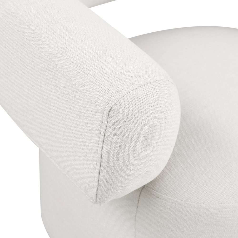 Niya Cream Linen Textured Fabric Swivel Accent Chair. Picture 6