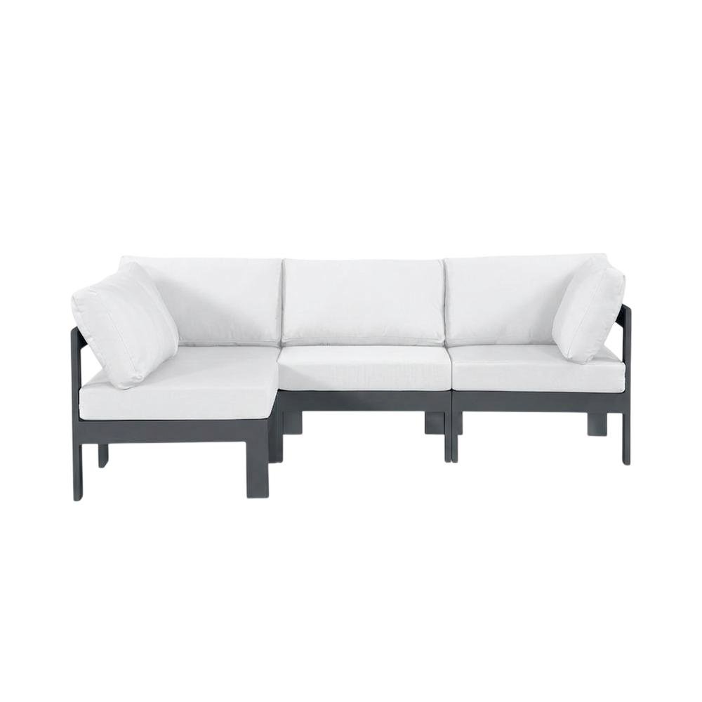 White Fabric Outdoor Patio Modular Sectional With Contemporary Style. Picture 4