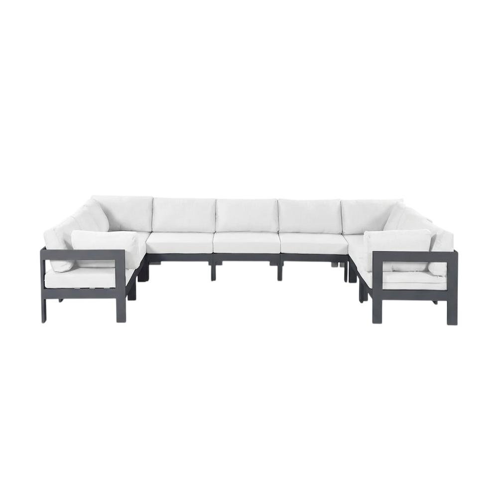 White Fabric Outdoor Patio Modular Sectional With Contemporary Style. Picture 4