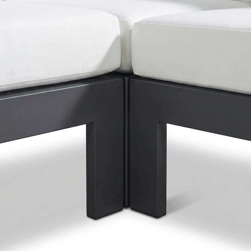 White Fabric Outdoor Sectional With Contemporary Style And Cushioned Seating. Picture 6