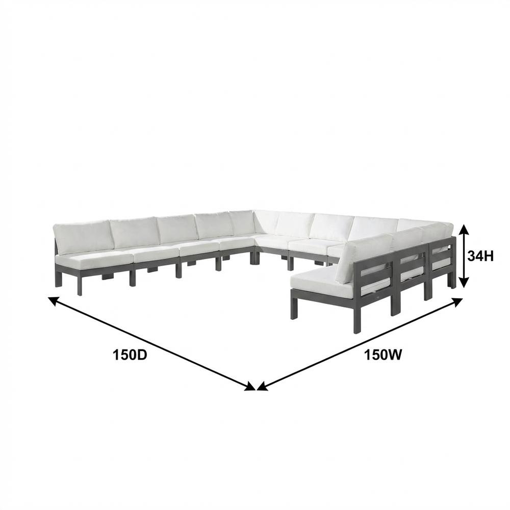 White Fabric Outdoor Modular Sectional, Contemporary Style, Cushioned Seat. Picture 7