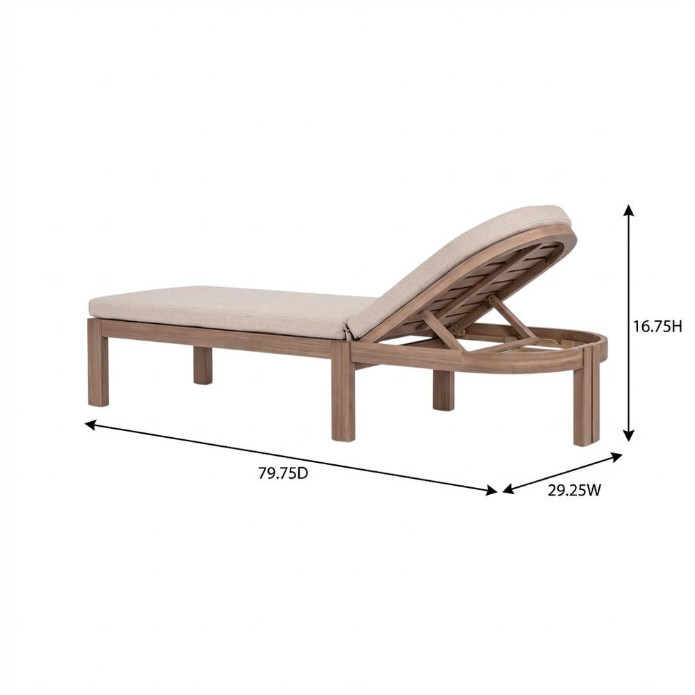 Contemporary Beige Fabric Outdoor Lounge Chair With Cushioned Seat. Picture 7
