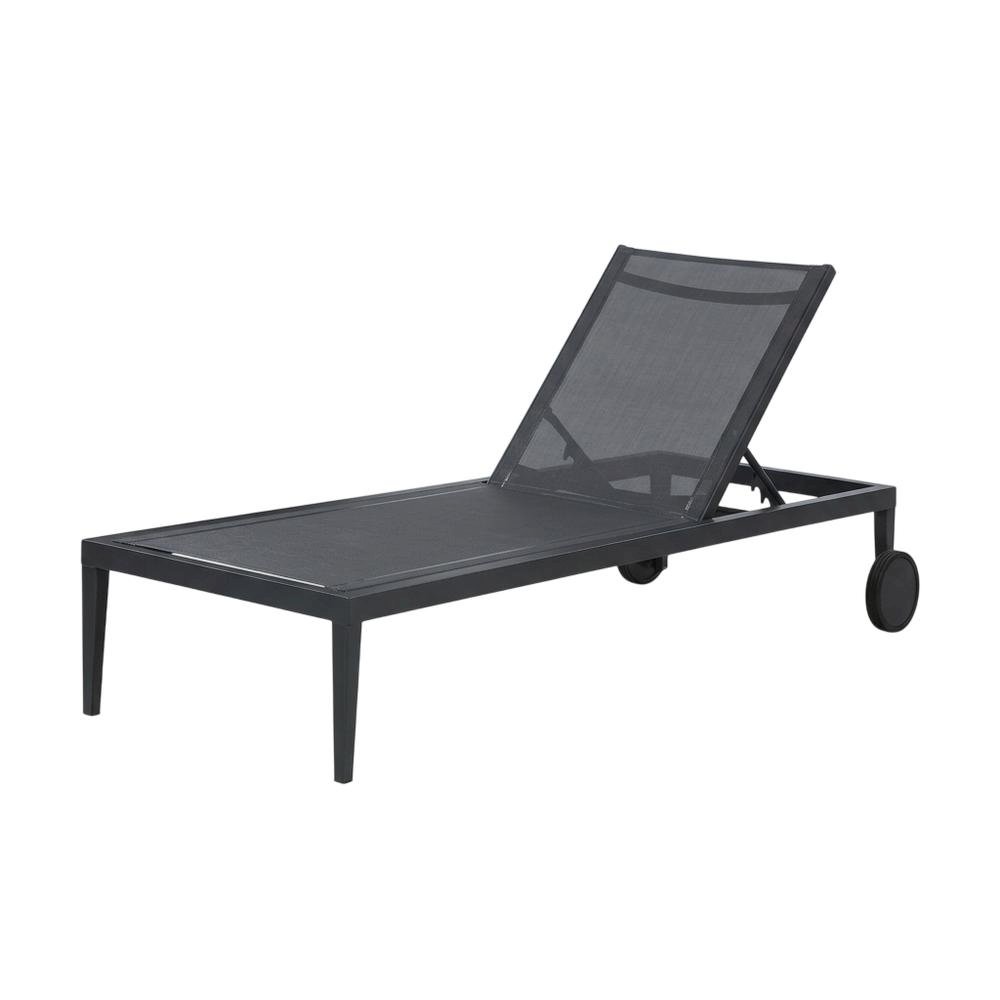 Contemporary Grey Fabric Outdoor Lounge Chaise With Adjustable Backrest. Picture 1
