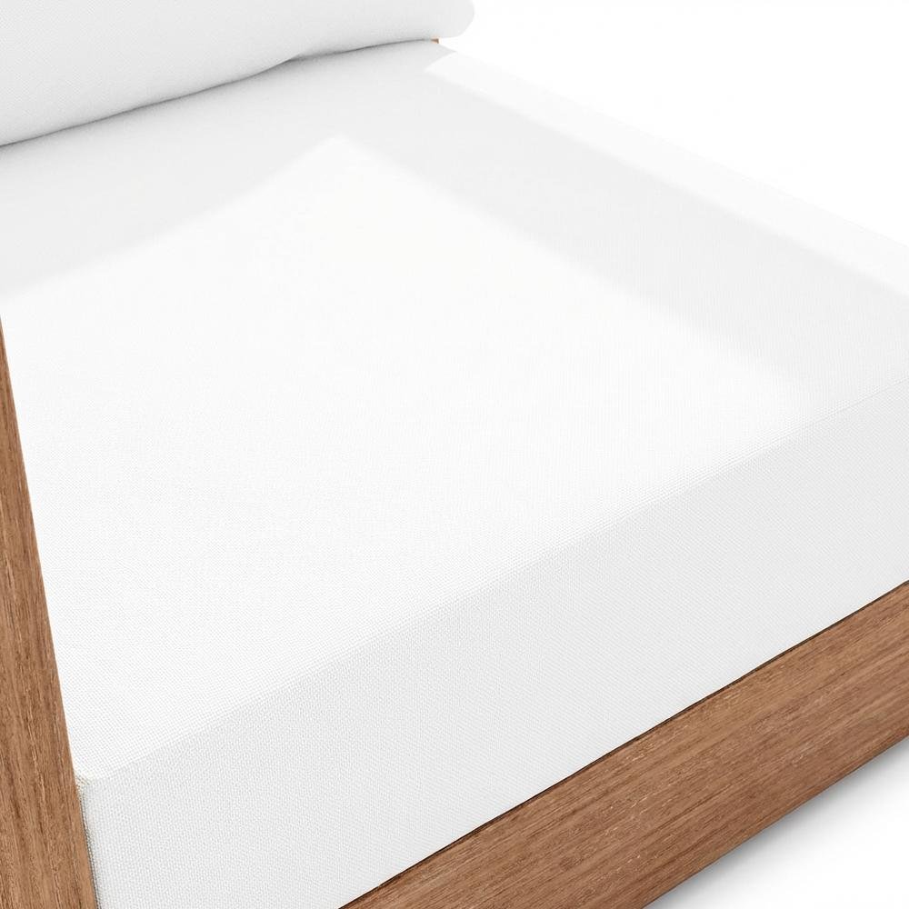 Contemporary White Fabric Outdoor Chair With Pillow And Finish - Natural Teak. Picture 5