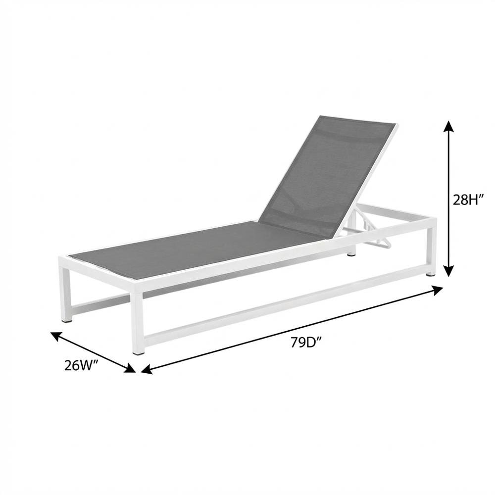 Gray Mesh Fabric Outdoor Chaise Lounge, Adjustable Height, Contemporary. Picture 7