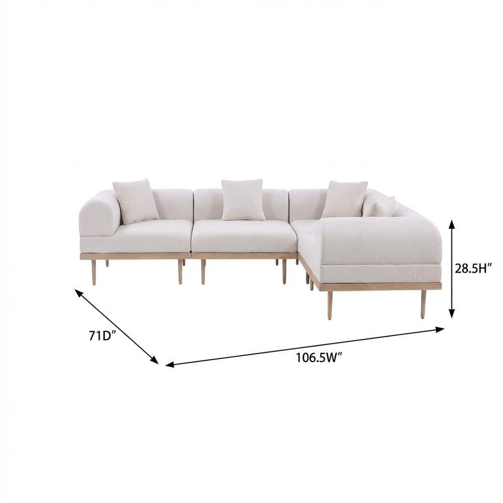 Beige Fabric Outdoor Modular Sectional, Cushioned Seats, Contemporary Style. Picture 7