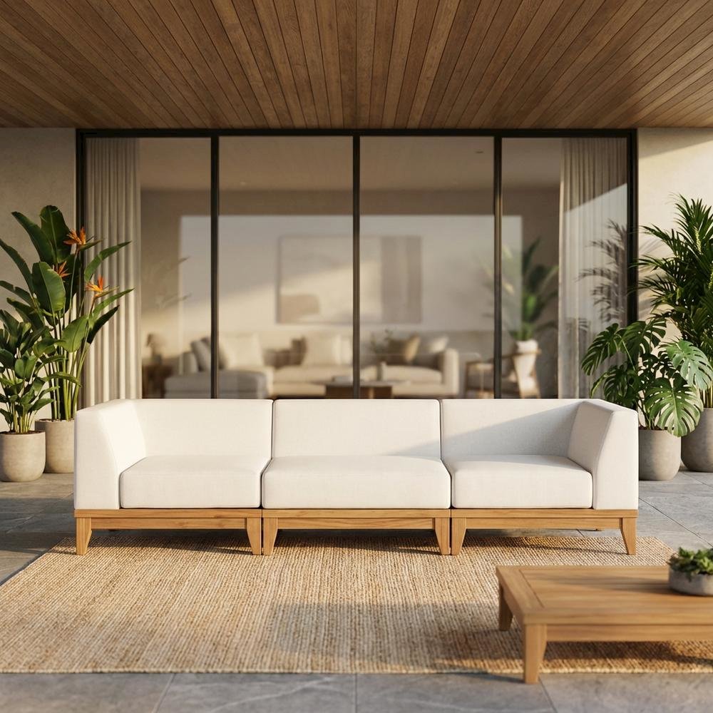 Contemporary White Fabric Outdoor Modular Sofa For Patio</S>. Picture 2