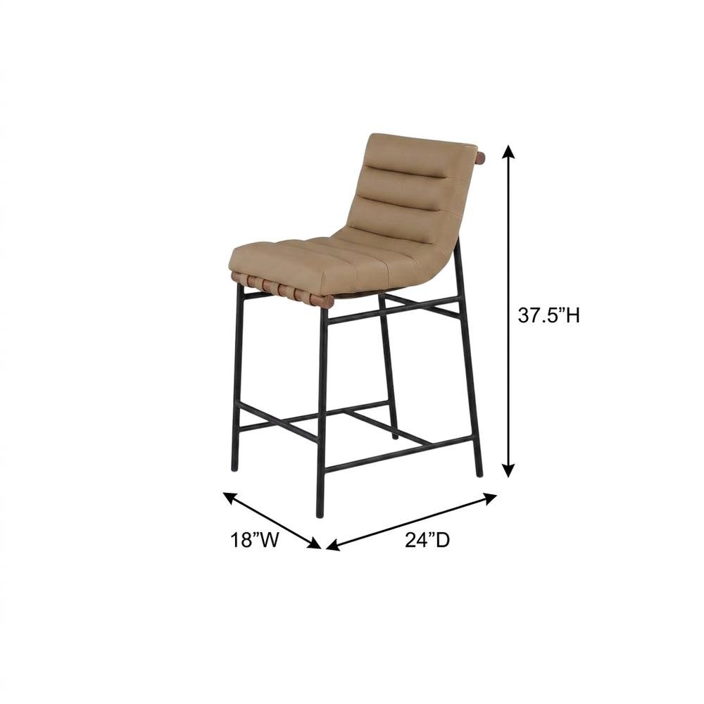 Vegan Leather & Boucle Counter Stool for Bar, Tan Vegan Leather. Picture 6