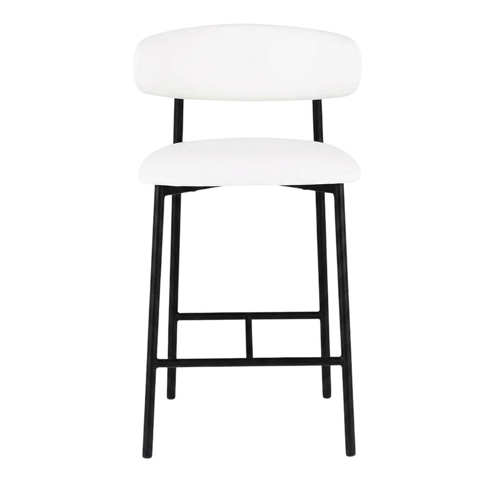 Vegan Leather Counter Stools with Back, Kitchen Island, Off-White, Set of 2. Picture 4