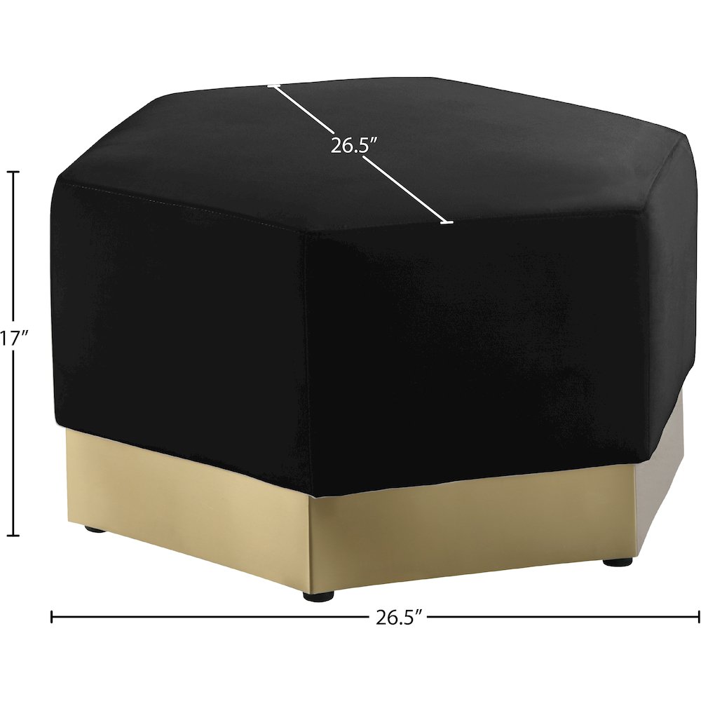 Marquis Black Velvet Ottoman. Picture 8