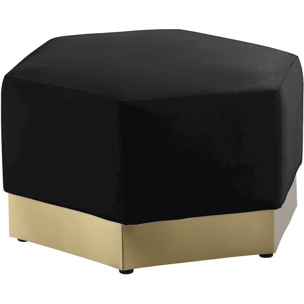 Marquis Black Velvet Ottoman. Picture 1