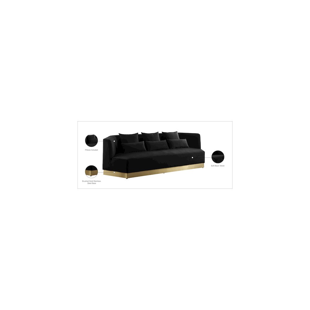 Marquis Black Velvet Sofa. Picture 11