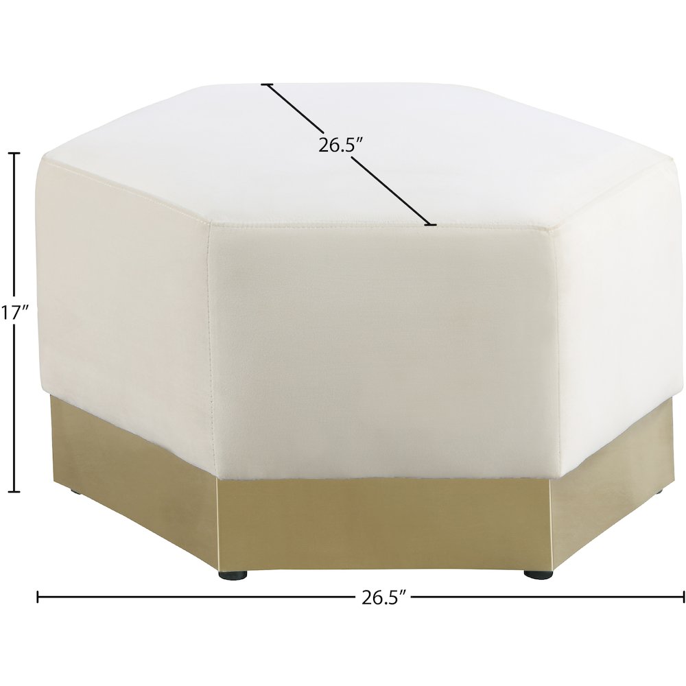 Marquis Cream Velvet Ottoman. Picture 8