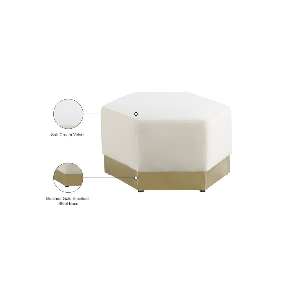 Marquis Cream Velvet Ottoman. Picture 9