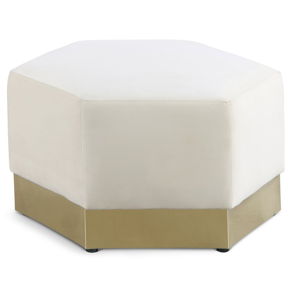 Marquis Cream Velvet Ottoman. Picture 1
