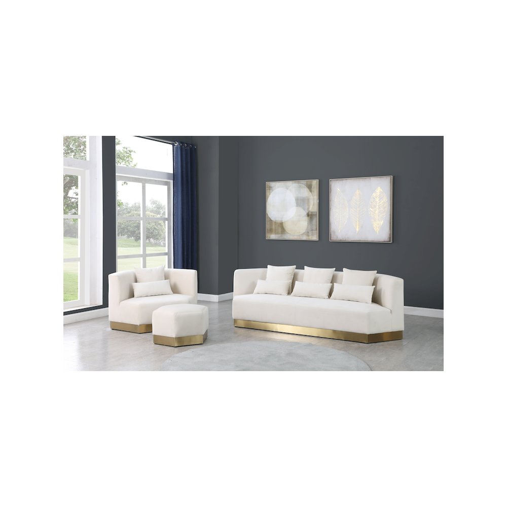 Marquis Cream Velvet Ottoman. Picture 4