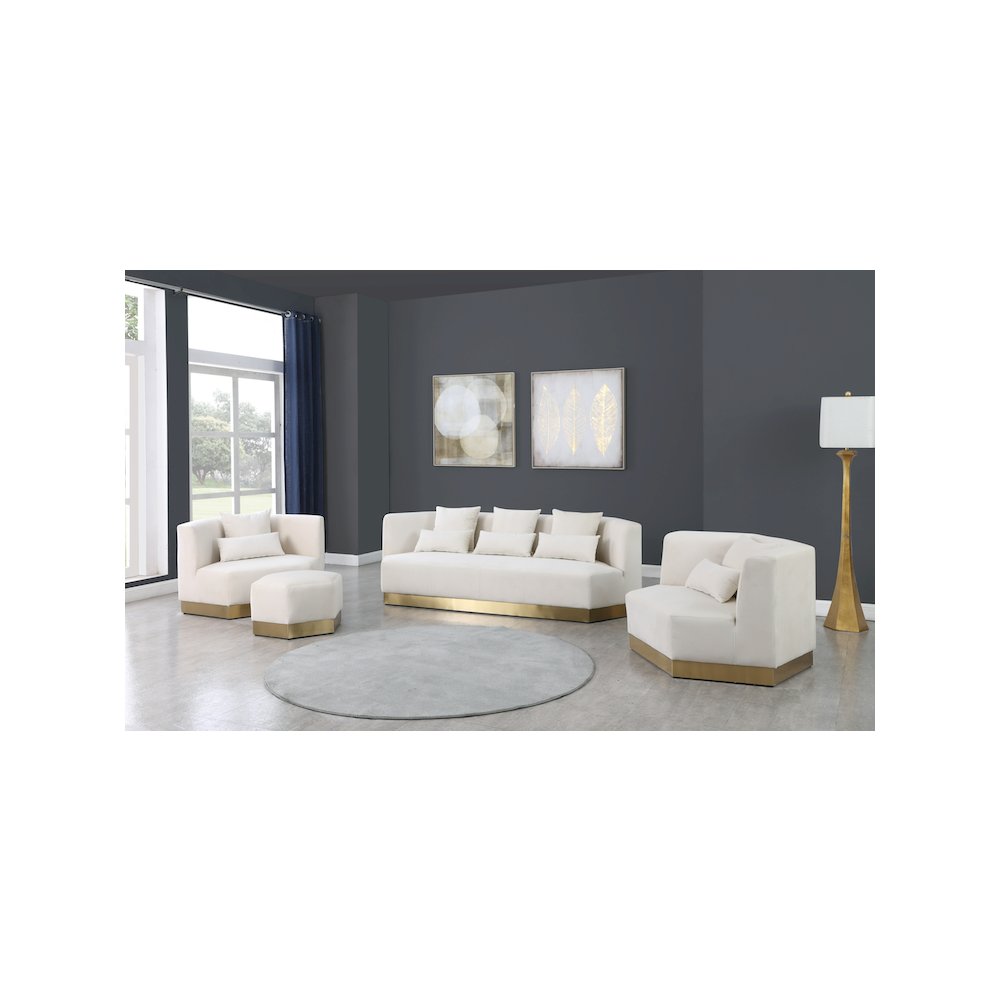 Marquis Cream Velvet Ottoman. Picture 5