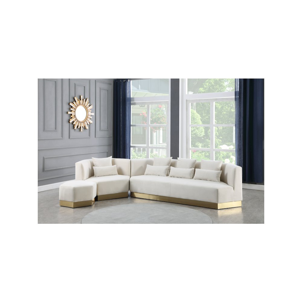 Marquis Cream Velvet Ottoman. Picture 6