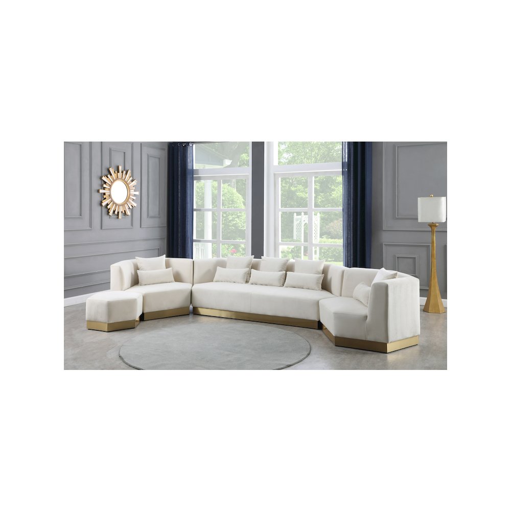 Marquis Cream Velvet Ottoman. Picture 7