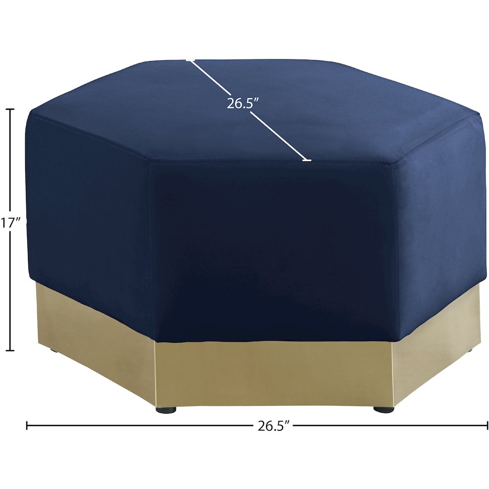 Marquis Navy Velvet Ottoman. Picture 8