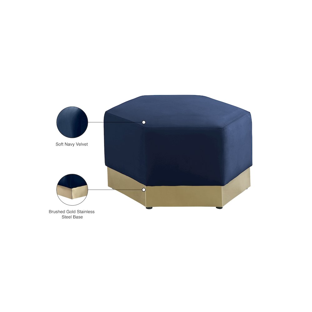 Marquis Navy Velvet Ottoman. Picture 9