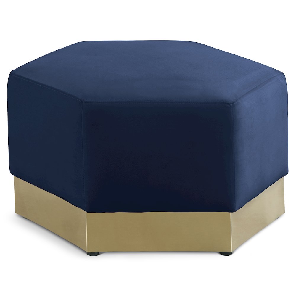 Marquis Navy Velvet Ottoman. Picture 1
