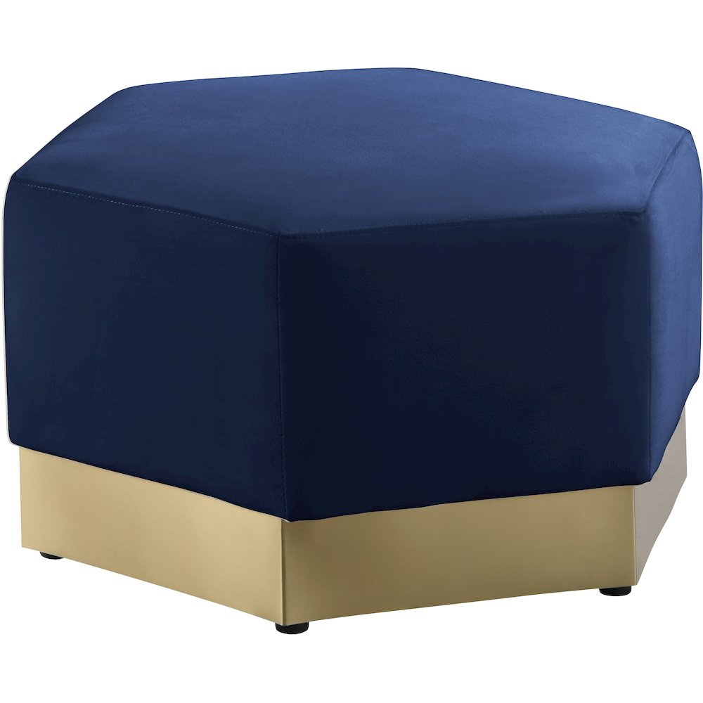 Marquis Navy Velvet Ottoman. Picture 2