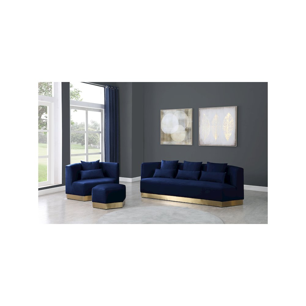 Marquis Navy Velvet Ottoman. Picture 4