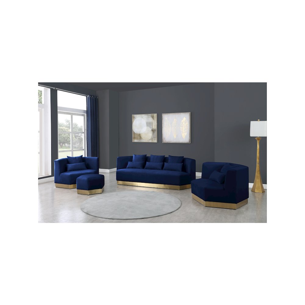 Marquis Navy Velvet Ottoman. Picture 5