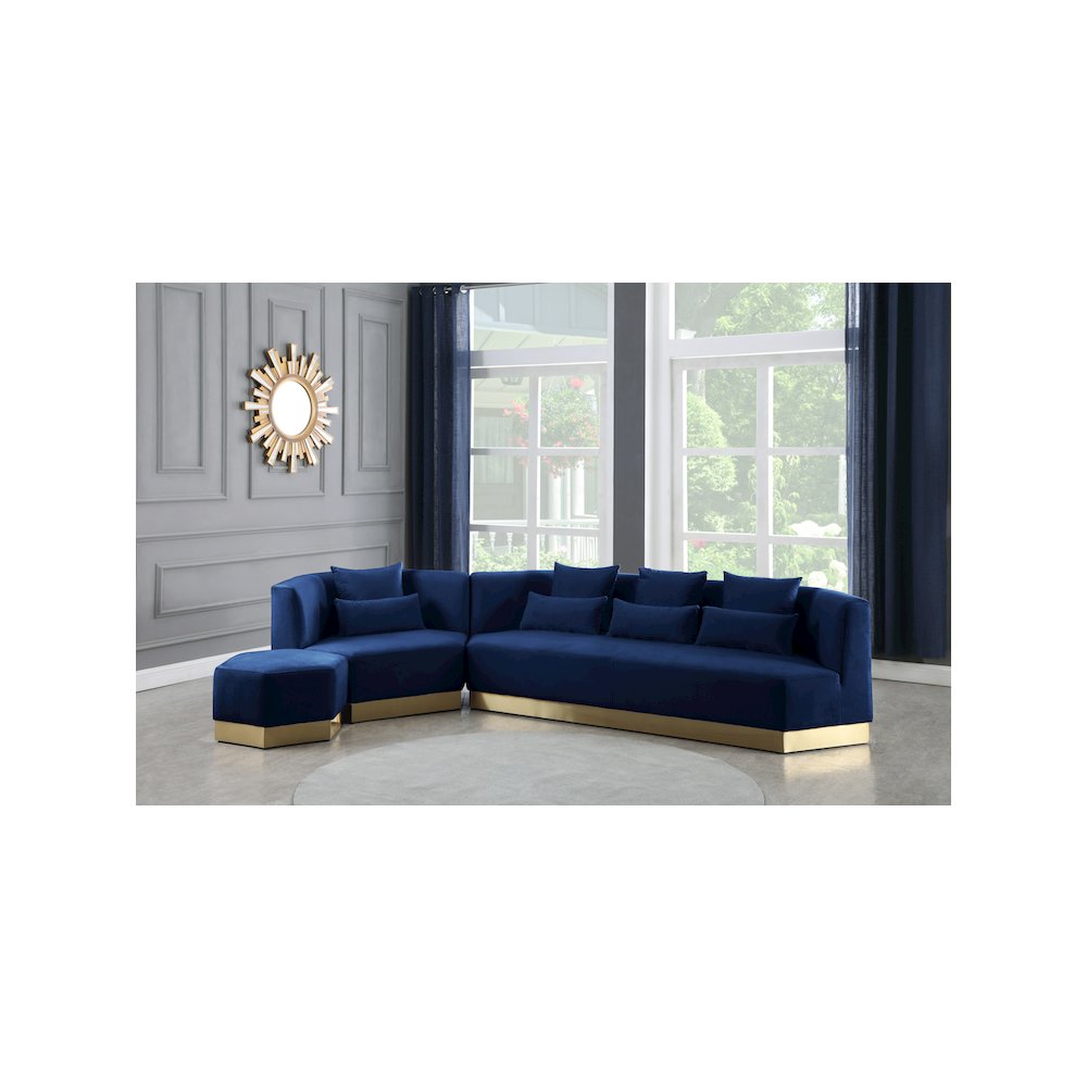 Marquis Navy Velvet Ottoman. Picture 6