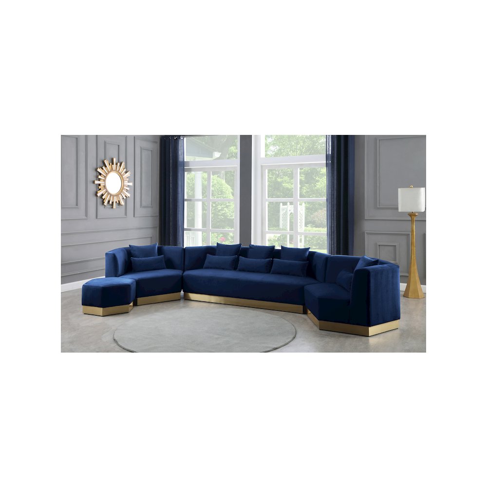 Marquis Navy Velvet Ottoman. Picture 7