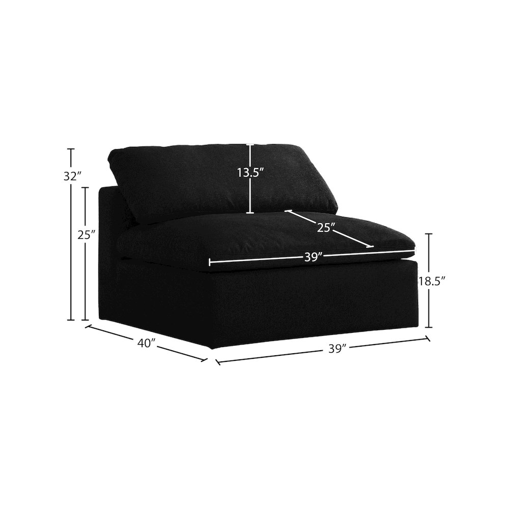 Serene Black Linen Textured Fabric Deluxe Comfort Modular Armless Chair. Picture 5